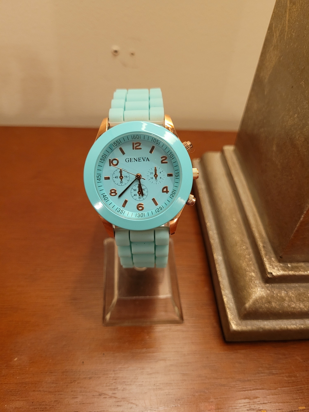 Brand New Turquoise and Rose Gold Geneva Women's Silicone Watch
